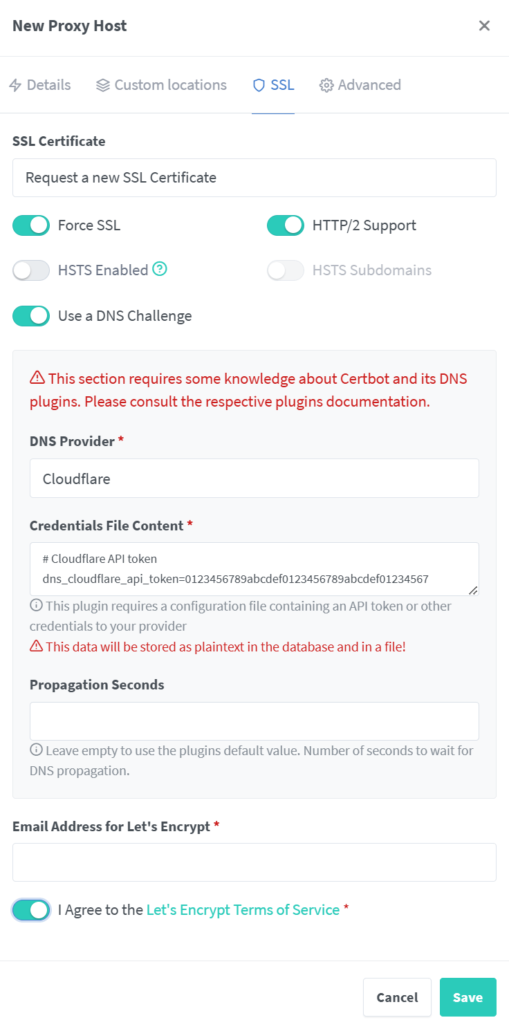 Configuring SSL on proxy host in Nginx Proxy Manager Configuring SSL on proxy host in Nginx Proxy Manager.