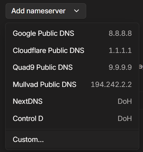 Tailscale default global nameservers