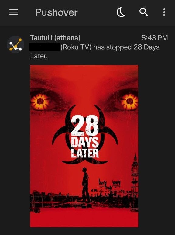 A screenshot of the Pushover mobile app